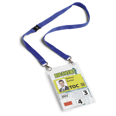 DURABLE Event-Namensschild A6 852507 blau, Textilband Duo 10 St.