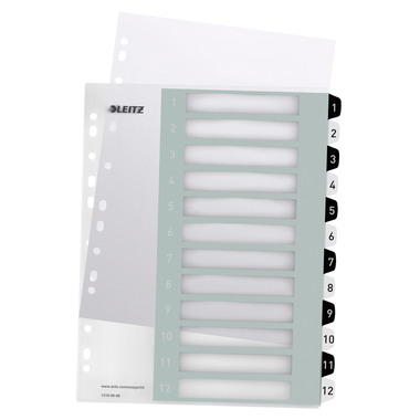 LEITZ Register WOW PP A4 1216-00-00 schwarz/weiss 12-teilig