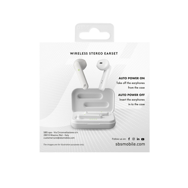 Écouteurs True Wireless Stereo avec design semi intra-auriculaire et touches multifonction pour musique et appels, blanc