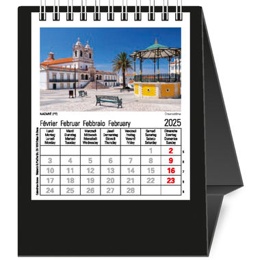 NOVOS Tischkalender Europa 2025 500053 1M/1S schwarz ML 11.5x14cm