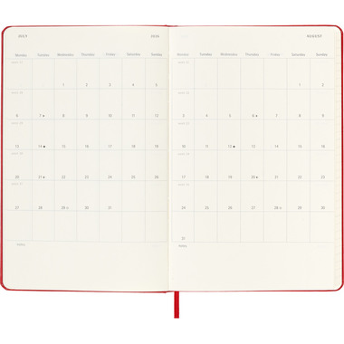MOLESKINE Agenda settimanale note 25/26 8056999275402 18M foderato HC rosso 13x21cm