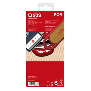Enceinte sans fil compacte de 2W, batterie de 300 mAh et attache pour ceinture, couleur rouge