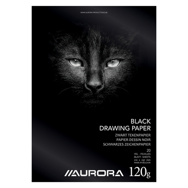 AURORA Zeichenblock A4 BL43 schwarz, 120g 20 Blatt
