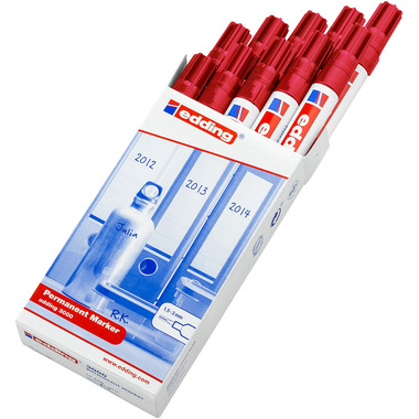 EDDING Permanent Marker 3000 1.5-3mm 3000-2 rot, 10 pezzi