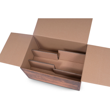 Emballage cadeau avec motif en bois pour 6x 0.75l bouteille avec hauteur de bouteille 380mm & Ø80mm