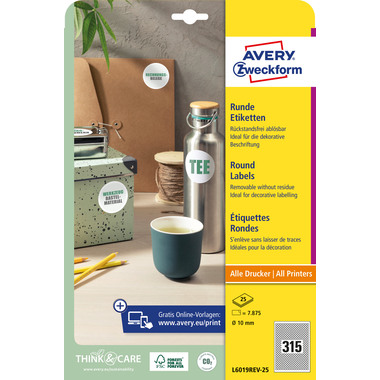 AVERY ZWECKFORM Etichette 10mm L6019REV2 bianco 7875 pezzi