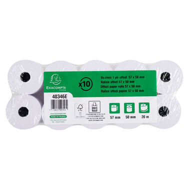 EXACOMPTA Rouleau de papier off 10 pcs. 40346E 57x50mmx20m pour caisse