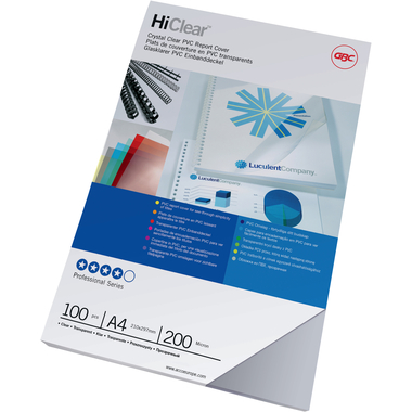 GBC HiClear Film PVC A4 CE012080F clear 200 mic 100 pezzi