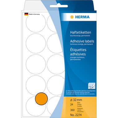 HERMA Etiquettes ronde 32mm 2274 orange 360 pcs.