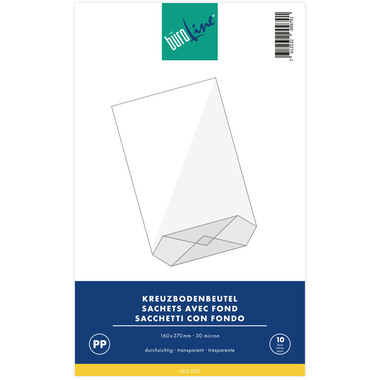 BÜROLINE Sachet avec fond 160×270mm 423005 transparent 10 pcs.