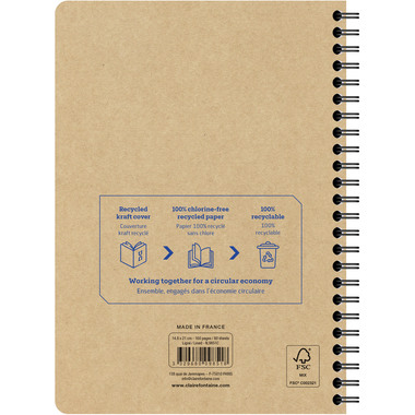CLAIREFONTAINE Blocco a spirale Uni Notes A5 9851C marrone, righe 80 fogli