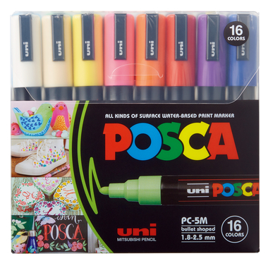 UNI-BALL Marker Posca 1.8-2.5mm PC-5M 16C 16 Farben ass.