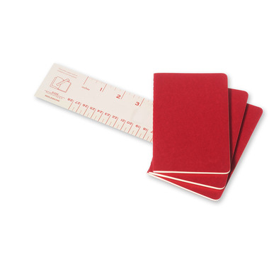 MOLESKINE Notizheft Cahier A6 095-6 liniert, rot 3 Stück
