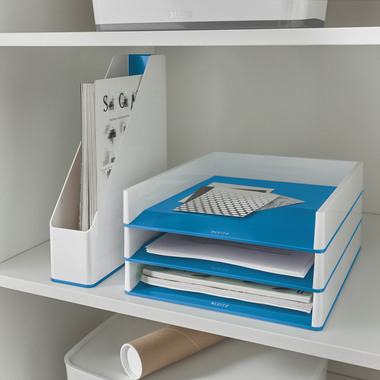 LEITZ Corbeille à courrier WOW A4 5361-10-36 blanc/bleu