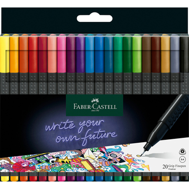 FABER-CASTELL Finepen Grip 0.4mm 151620 20 couleurs, étui