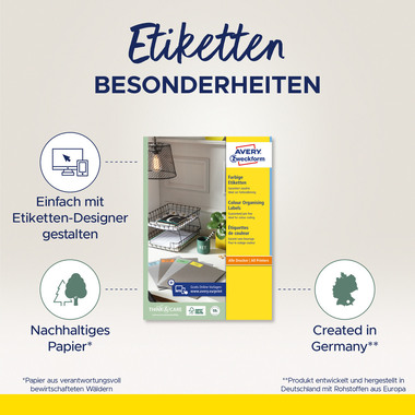 AVERY ZWECKFORM Etiquettes A4 3473 jaune 100 pcs.