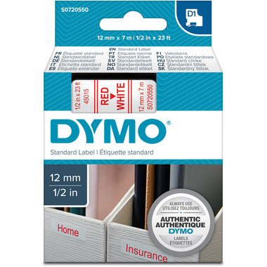 DYMO Nastro D1 rosso/bianco S0720550 12mm/7m