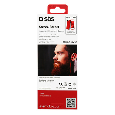 Oreillettes stéréo avec microphone et bouton d'appel intégrés, couleur rouge