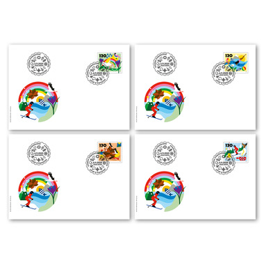 Enveloppe du jour d'émission «Saisons» Timbres isolés (4 timbres, valeur d'affranchissement CHF 4.80) sur 4 enveloppes du jour d'émission (FDC) C6