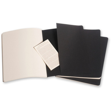 MOLESKINE Quaderno Cahier XL 25x19cm 705014 rigato, nero 3 pezzi