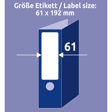 AVERY ZWECKFORM Etiquettes dorsale 61x192mm L4761-25 blanc 120 pcs./25 + 5 flls.