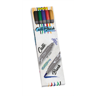 ONLINE Callibrush Pen Double Tip 2mm 19077 Classic ass. 5 pcs.