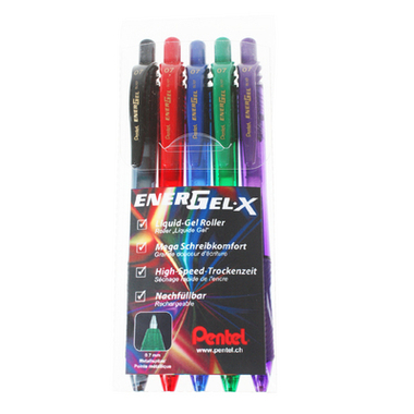 PENTEL Roller EnerGel X 0.7mm BL107-5 5-farbig ass.