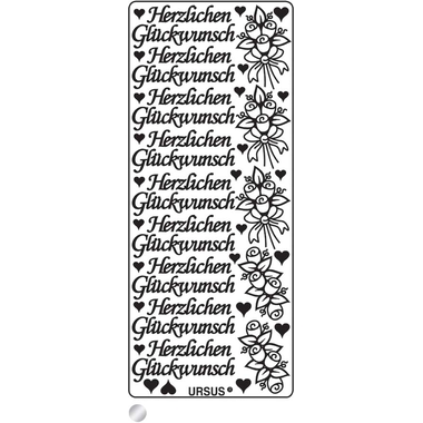 URSUS Kreativ Sticker 59110008 Herzlichen Glückwunsch silber