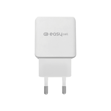 Travel charger 1 USB 2A Easycell in bustina, colore bianco