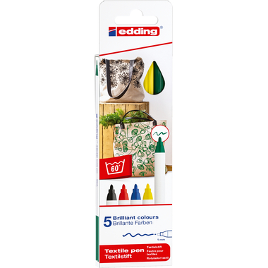 EDDING Textil Pen 4600 3945 Basic Color 5 pcs.