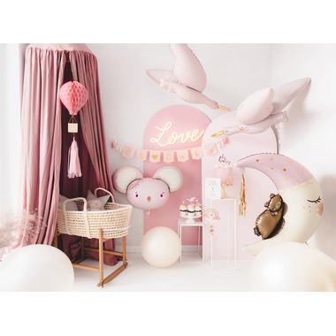PARTYDECO Folienballon 86cm FB196 Teddybär auf dem Mond rosa