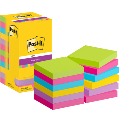 POST-IT Super Sticky Notes 76x76mm 654-12SS-UC 5-couleurs 12x90 feuilles