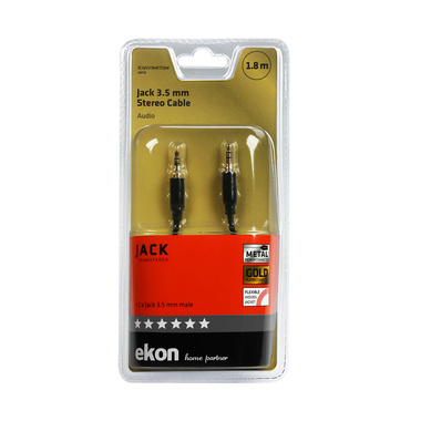 Audio cable with two connectors 3.5 mm jack male, golden, 1.8 m long