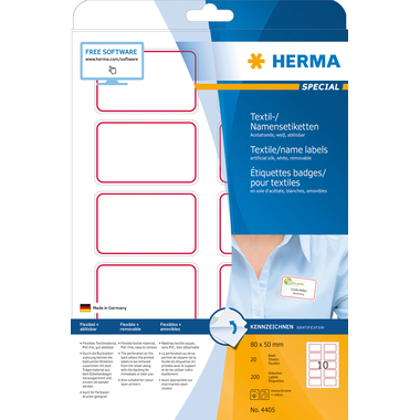 HERMA Namensetiketten 80x50mm 4405 weiss 200 Stk./20 Bl.