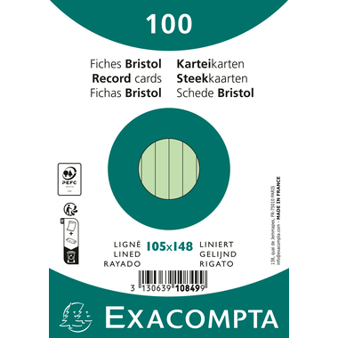 EXACOMPTA Karteikarten liniert A6 10849SE grün 100 Stück
