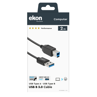 2m USB-A male to USB-B male printer data cable