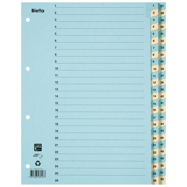 BIELLA Répertoires carton 210g A4 46244500U bleu/jaune 1-52