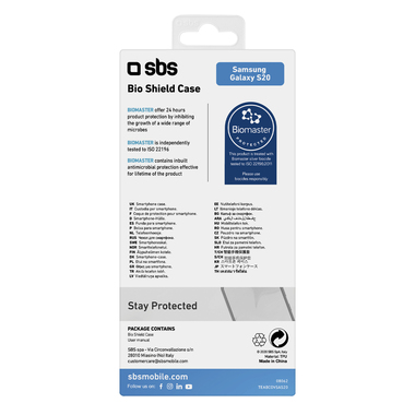 Cover morbida, trasparente e anti microbi per Samsung Galaxy S20