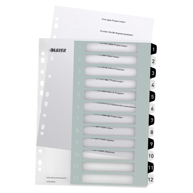 LEITZ Register WOW PP A4 1216-00-00 schwarz/weiss 12-teilig