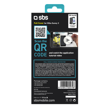 Protective glass film for Wiko Sunny 3