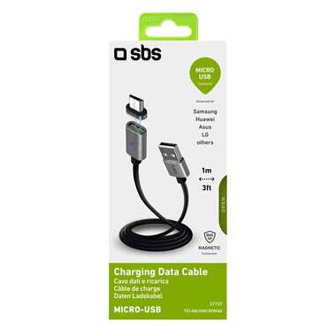 1m long black charging cable with both USB 2.0 and Micro USB connectors