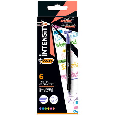 BIC Dual Textmarker Dualtip 503828 Highlighter 6 Stück