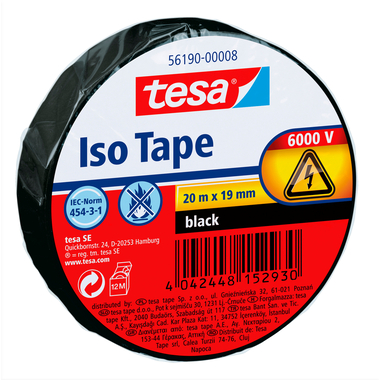 TESA Ruban isolant 56190-00008 19mmx20m noir