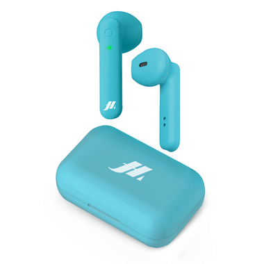 Auricolari True Wireless Stereo semi in-ear con microfono e tasto di risposta/fine chiamata, colore azzurro