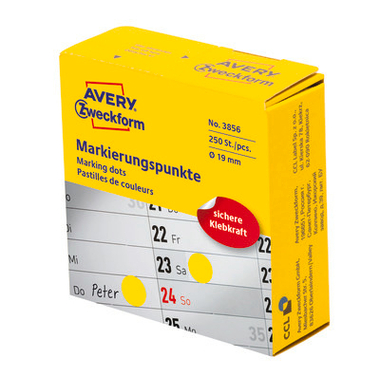 AVERY ZWECKFORM Marcatori 19mm 3856 yellow 250 pezzi