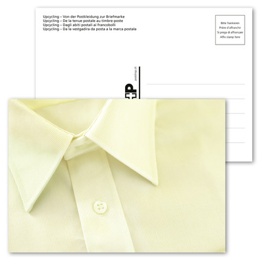Carte illustrée «Upcycling – De la tenue postale au timbre-poste» Carte illustrée non affranchie A6 «Upcycling – De la tenue postale au timbre-poste»