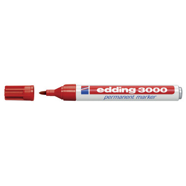 EDDING Permanent Marker 3000 1.5 - 3mm 3000 - 2 red, water - resistant