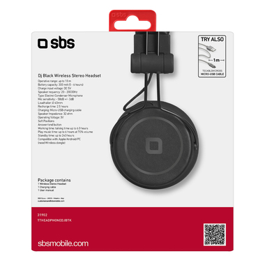 Wireless headset with microphone, black color