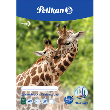 PELIKAN Zeichenblock A3 224840 assoriert, 100gr. 20 Blatt