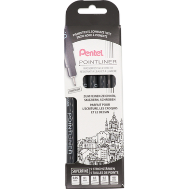 PENTEL Pointliner Pigment Superfine YS20P-5A nero 5 pezzi